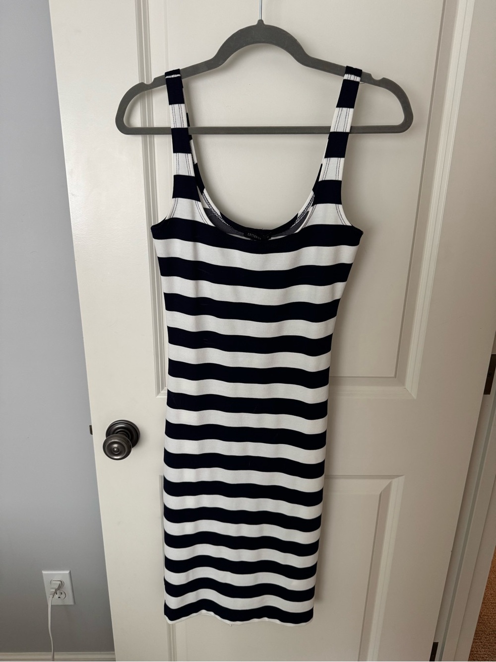 Cotton On Navy and White Striped Midi Tank Dress